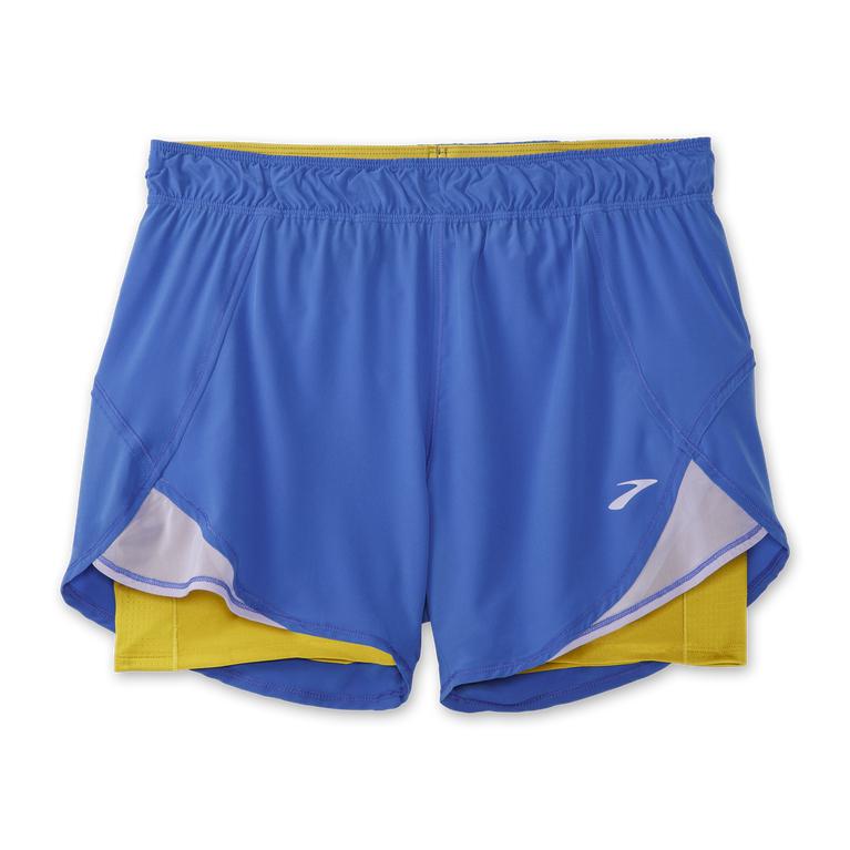 Brooks Chaser 5 - Womens Running Shorts - Bluetiful/Golden Hour (61958HJAY)